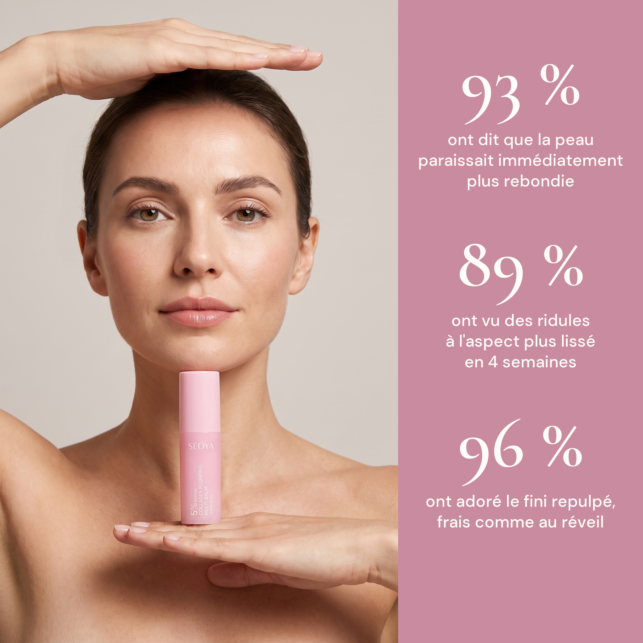 93 % peau plus rebondie · 89 % ridules lissées · 96 % fini repulpé
